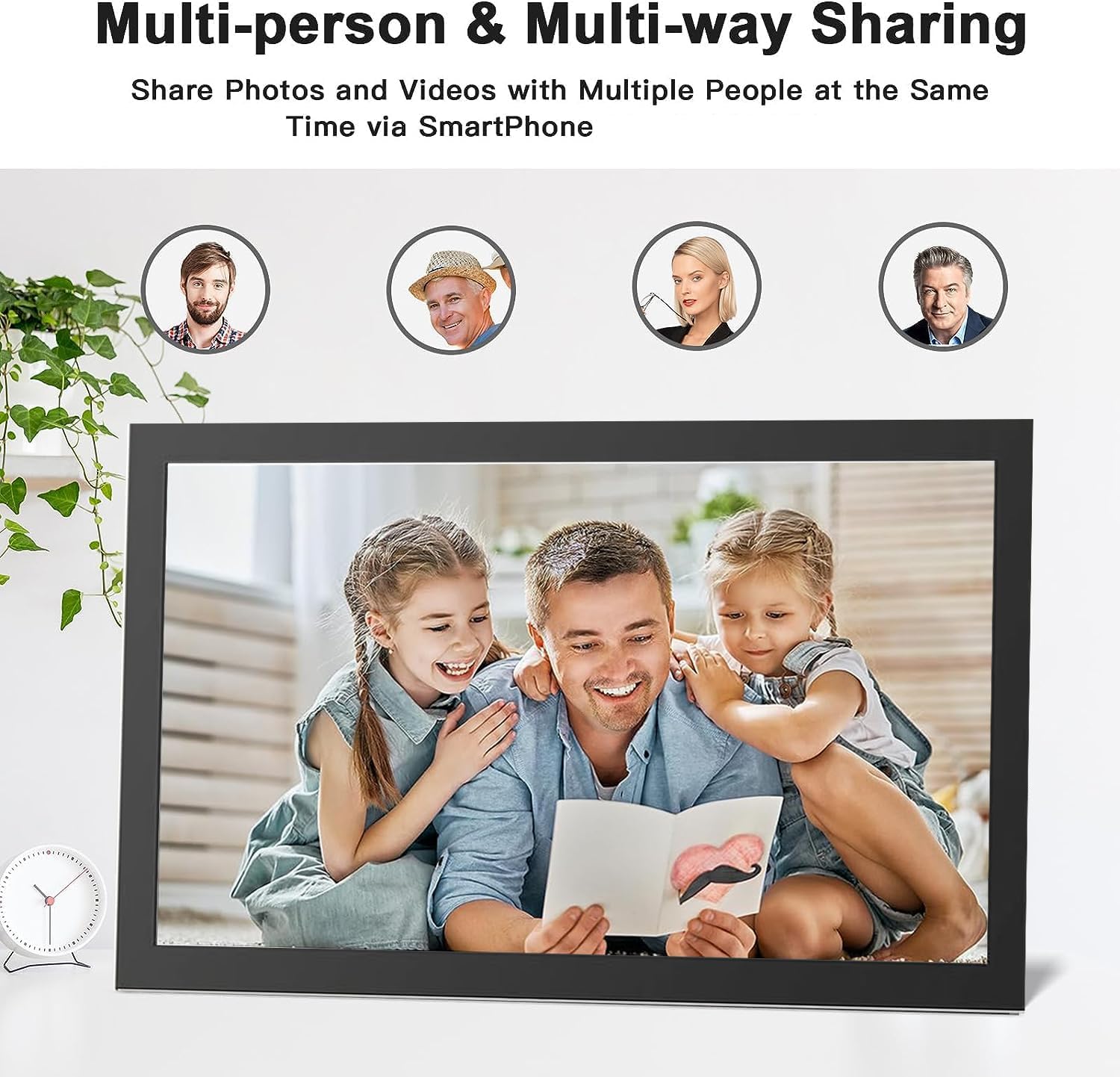 Cornice Digitale WiFi da 15,6 pollici, Full HD Touch Screen Smart Digital Photo Frame con 32 GB di Memoria, Rotazione Automatica,Facile Installazione per Condividere Foto e Video Tramite Frameo