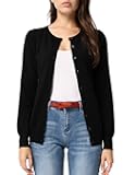 Women's Long Sleeve Button Down Crew Neck Classic Sweater Knit Cardigan