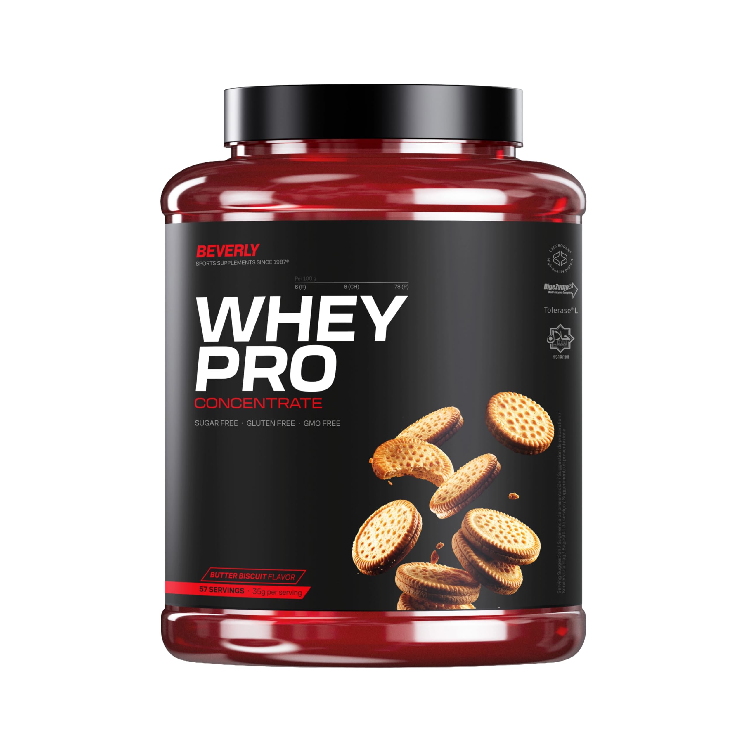 Beverly PACK WHEY PRO | Whey Protein Concentrate Premium + Creatina 300 g | 28 g Proteína por Toma | 58 Servicios Proteína | 100 Servicios Creatina (Butter biscuit)