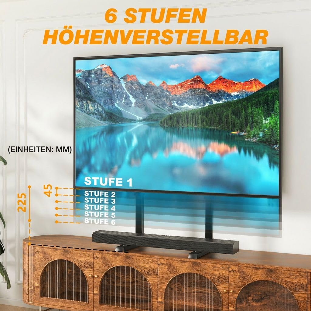 TVON Universal Großer TV Ständer TV Standfuss Fernseher Standfüße Beine Höhenverstellbar für 37 zu 86 Zoll Fernseher Max. 68 KG VESA 800x600 mm