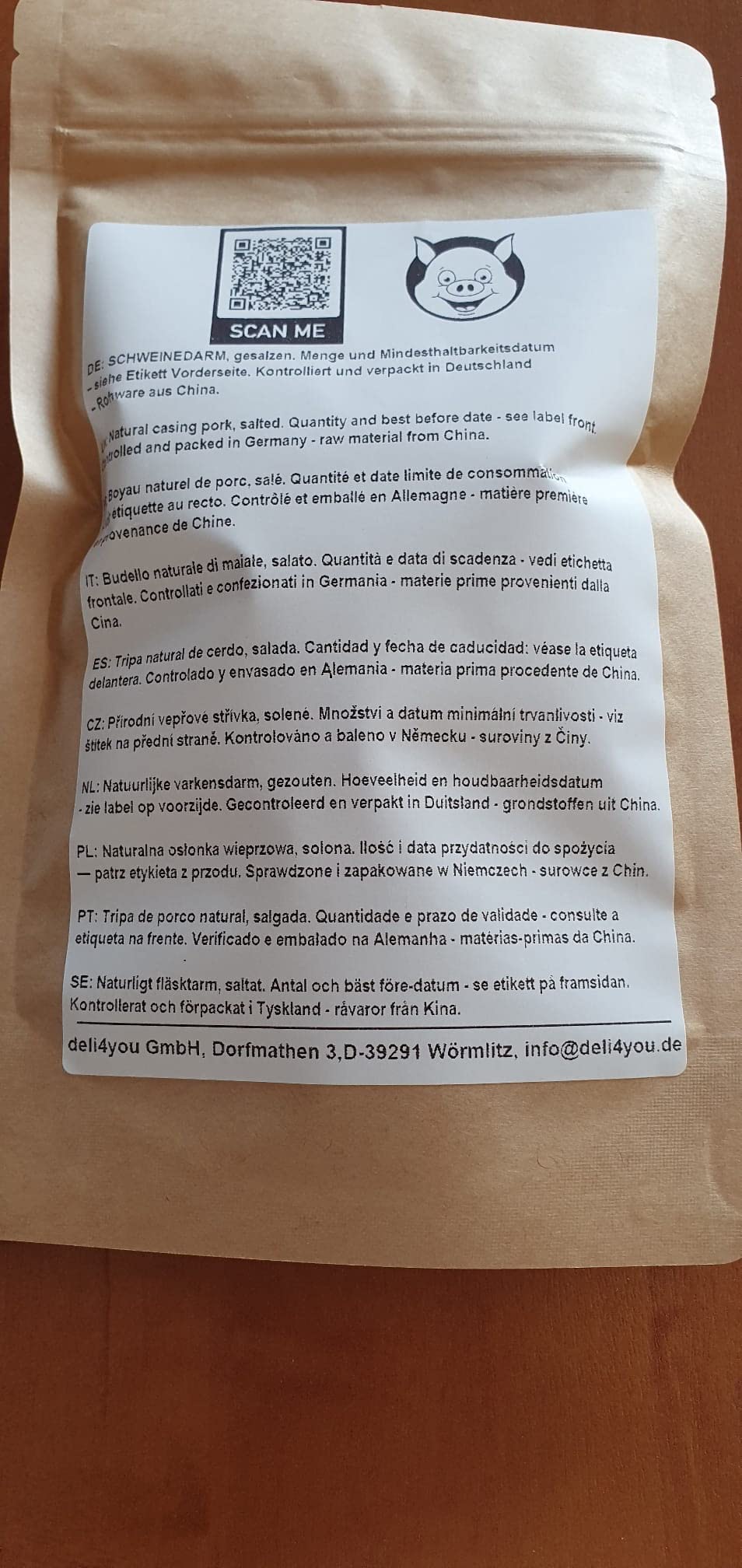 Boyau de Porc Naturel 28/30 - Comparable à celui des charcuteries - Résistant à la cuisson - Convient pour le fumage et le barbecue (28/30 18m)