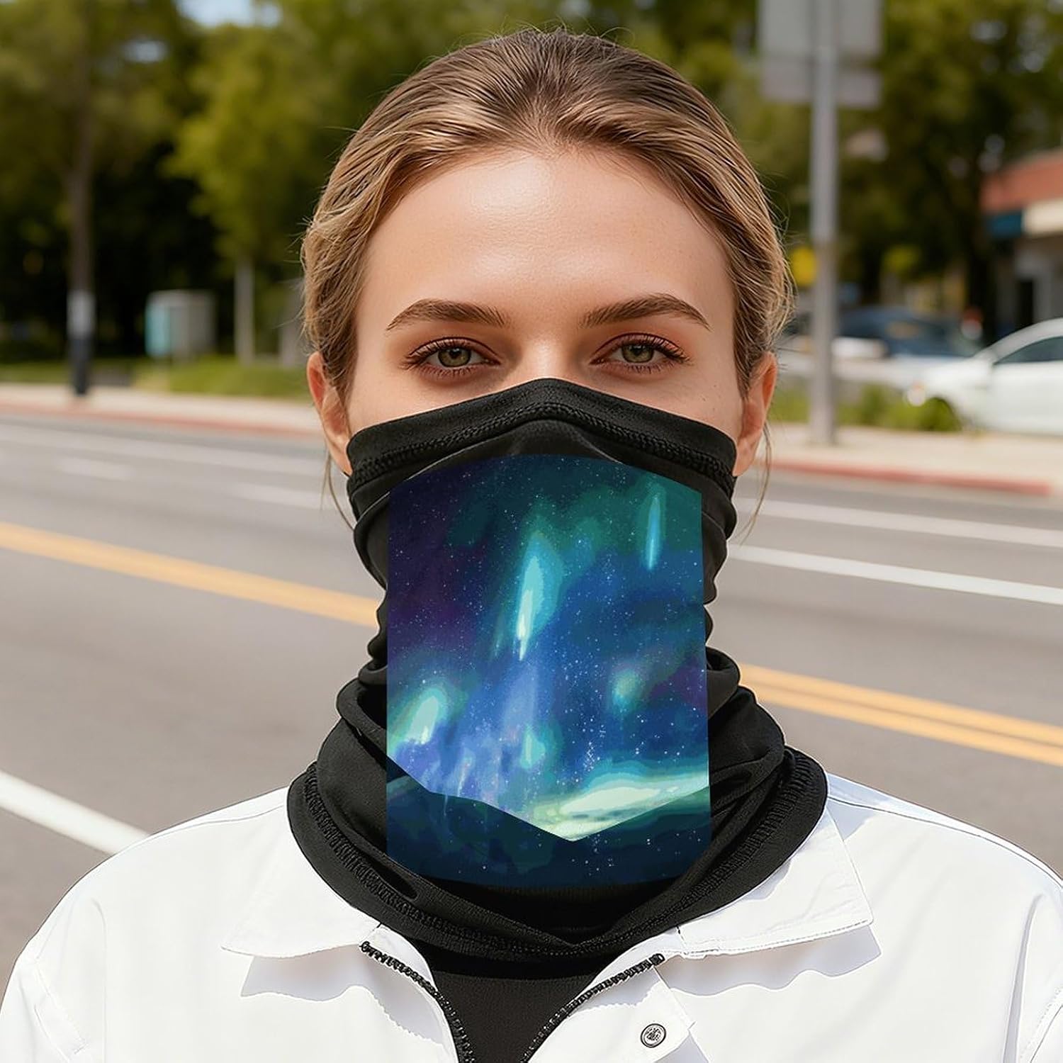Northern Lights Neck Gaiter Face Mask UV Protection for Men Women, Breathable Quick Dry Face Cover Bandana Outdoor Sports Balaclava Wind-Proof for Hiking Skiing Motorcycle Cycling