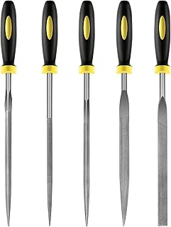 5 pcs Metal Needle File Set,Premium Small File Set, Hardened Alloy Strength Steel File Tools Includes Round, Half-Round, Flat, Square, Triangular File for Detail and Precise Work,by XEKIGU