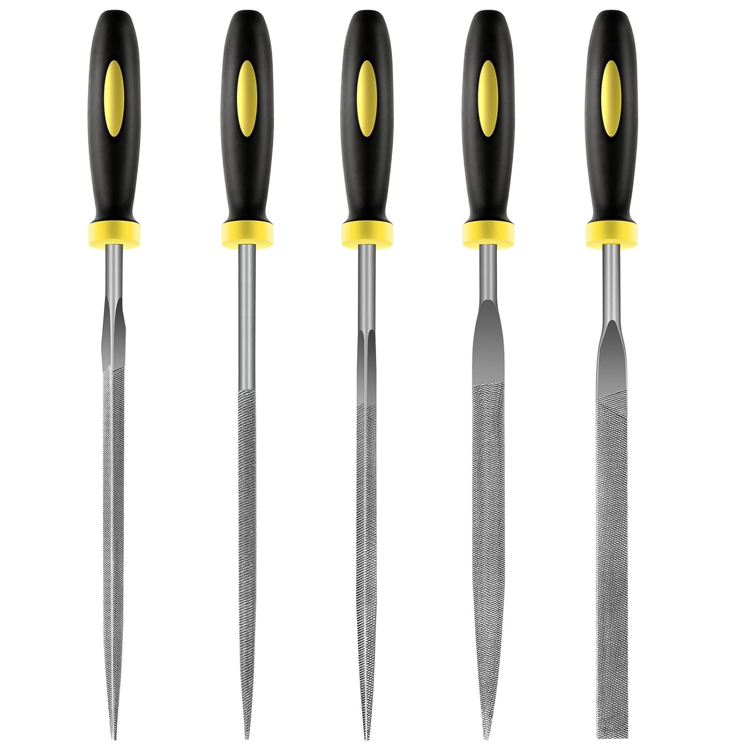 XEKIGU 5-Piece Needle File Set - Premium Hardened Alloy Steel Files (Round, Half-Round, Flat, Square, Triangle) for Precise Jewelry, Metal & Wood Work