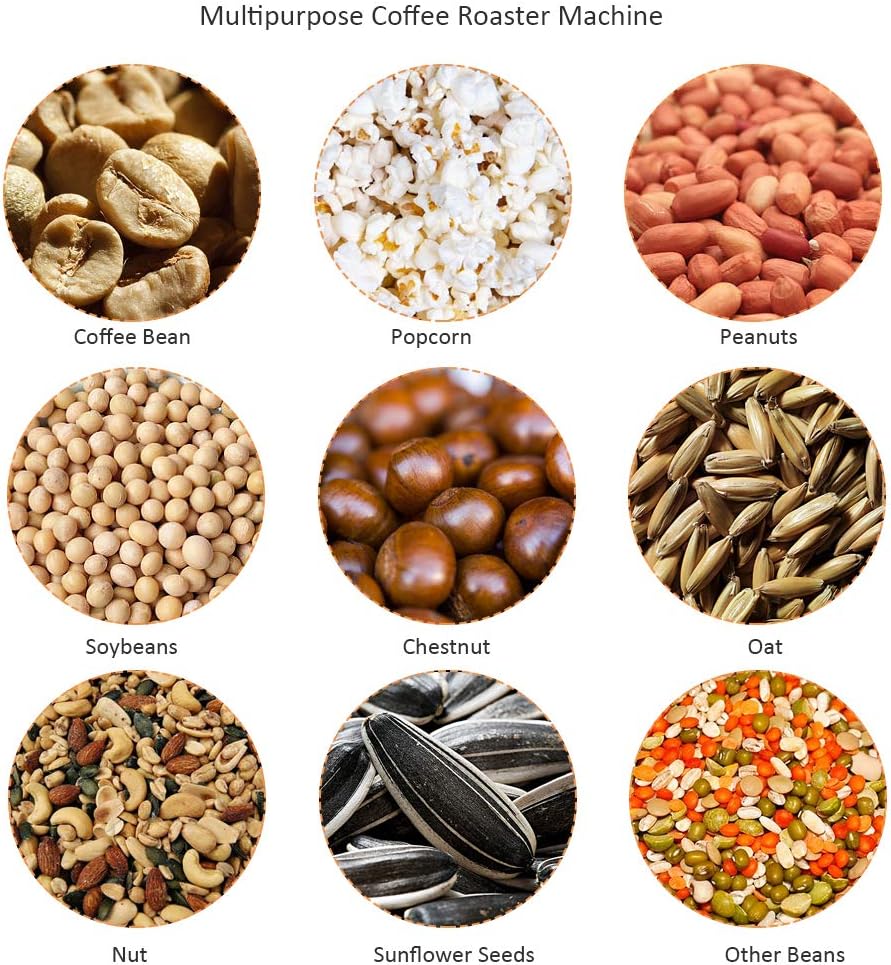 Step-by-step guide to coffee roasting with the CAFEMASY SCR-300, showing beans at various roast levels.