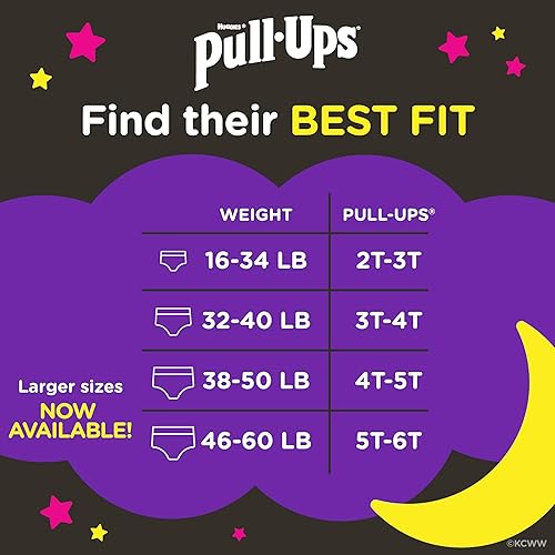 Miniatura 3 de Pull-Ups Girls' Night-Time Potty Training Pants, Size 5T-6T Overnight Training Underwear (46-60 lbs), 80 Ct