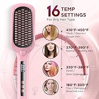 Vista 5 de Cepillo alisador de cabello, cepillo para alisar el cabello iónico negativo de calentamiento rápido de 30 segundos, voltaje global, 16 modos