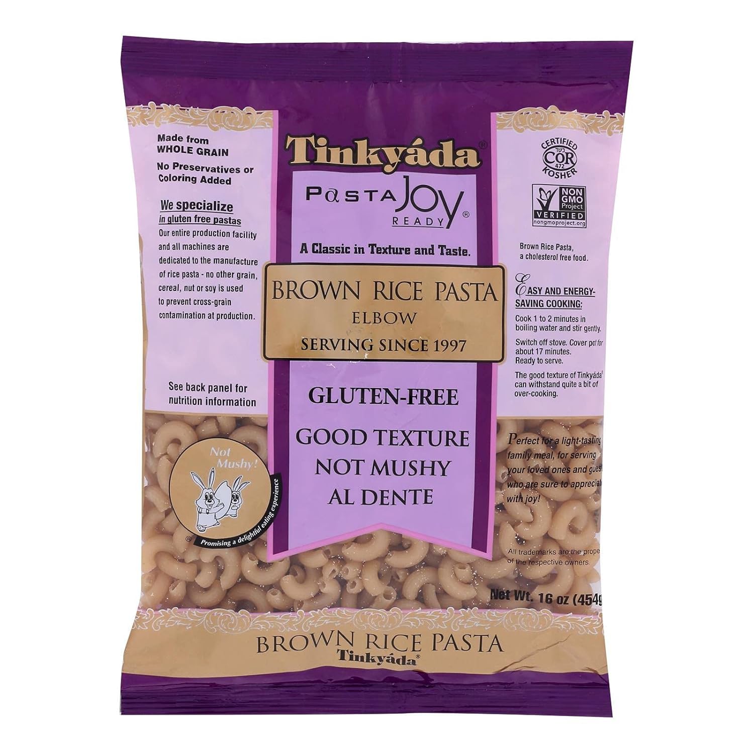 Tinkyada Brown Rice Elbow Pasta, 16 Ounce - 12 per case.