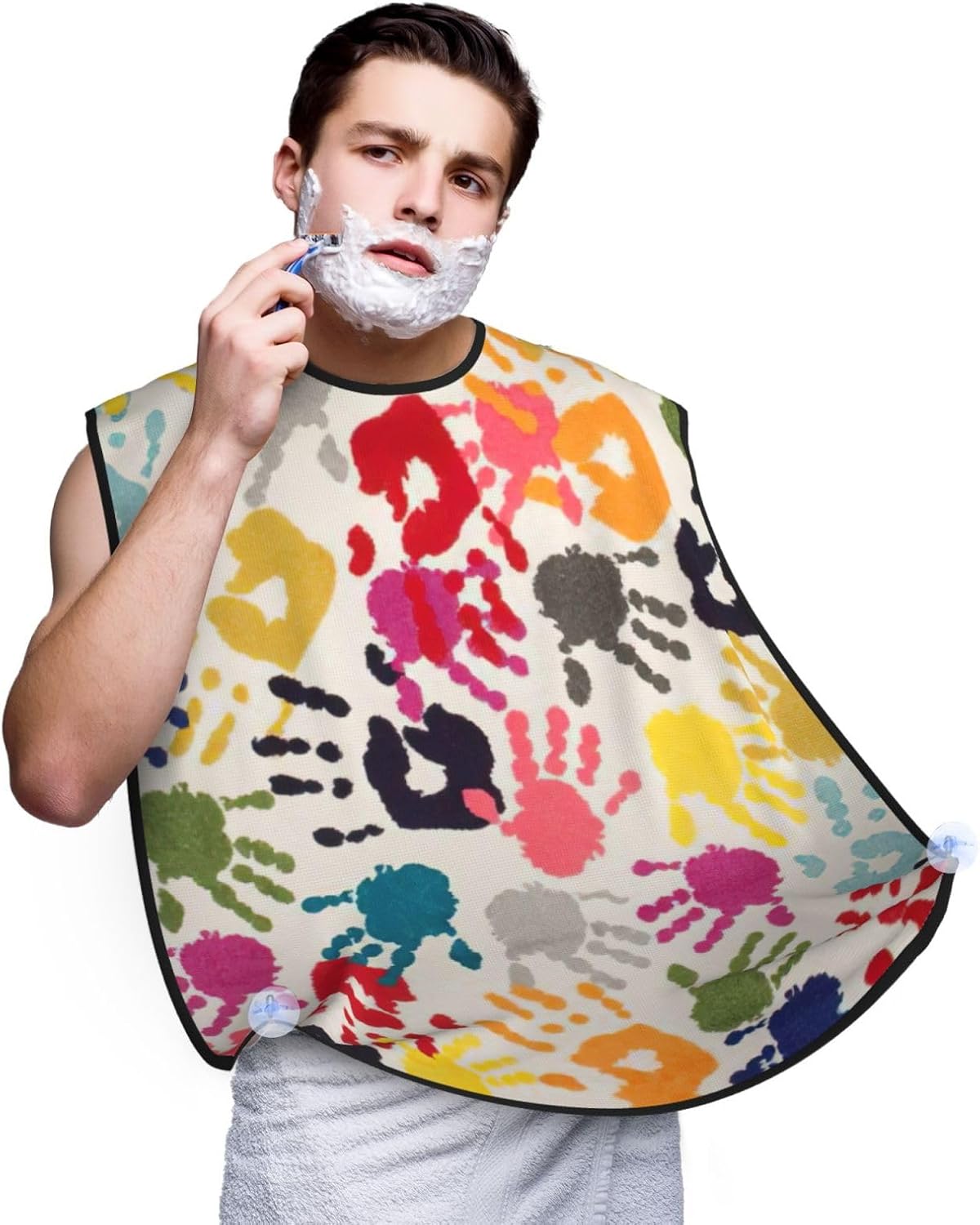Hand Print Print Beard Bib Apron, Shaving Apron For Dad, Men'S Hair Catcher For Shaving Best Gifts For Dad