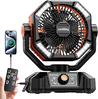 coldSky Rechargeable Table Fan for Home with LED Light & Remote Control, 20000mAh Battery Fan Rechargeable Big Size With 8 Price In India