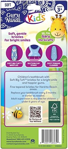 Miniatura 7 de GuruNanda Cepillo de dientes para niños con ventosa y divertidos diseños de animales - Cerdas suaves para encías saludables - Cepillo de dientes