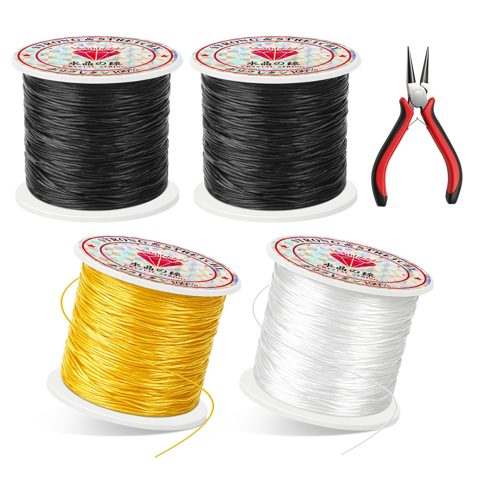 4 Rolls Bracelet String, 240m Total, 0.8mm Flat Elastic for Bracelet Making