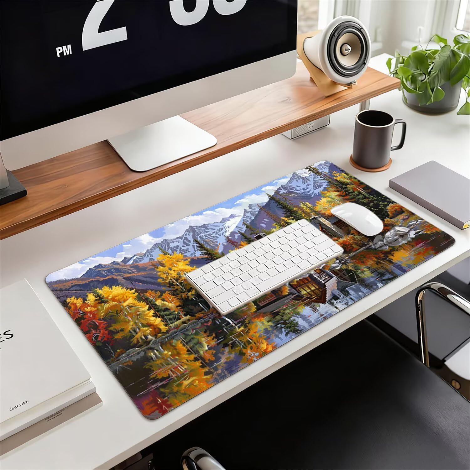Wiejska podkładka pod mysz XXL 1600 x 800 x 3 mm antypoślizgowa gumowa podkładka pod mysz gracz krajobraz precyzja kompatybilna z każdą myszą, miękka powłoka wodoodporna ochrona biura do domowego