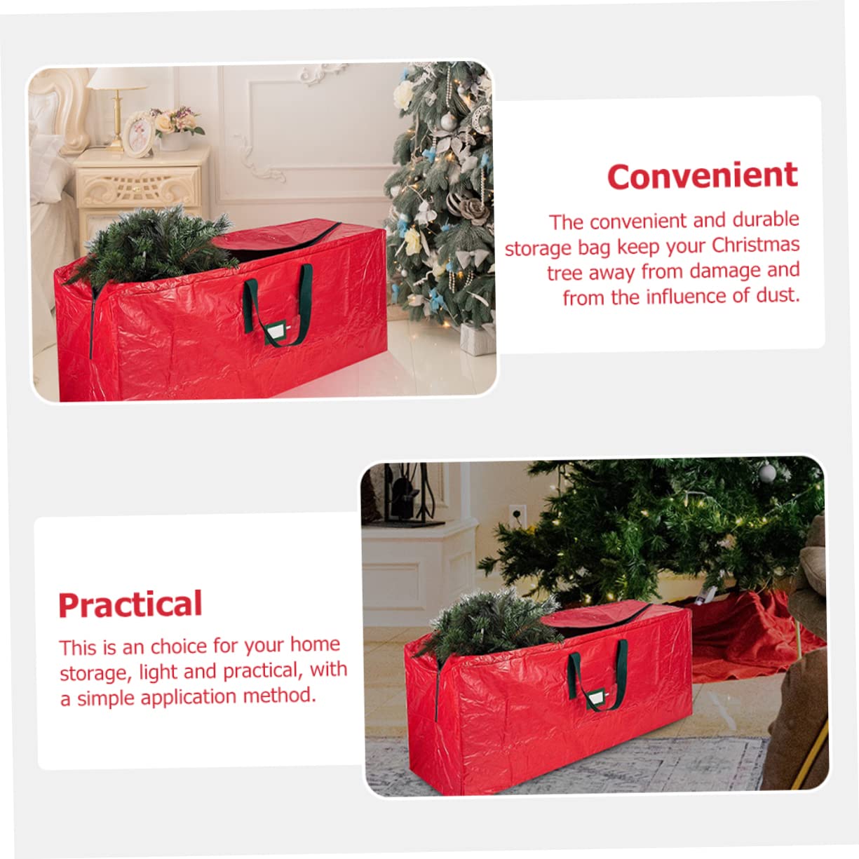 PRETYZOOM Storage Bag for Christmas Tree Large Xmas Bag with Zipper Sturdy Organizer for Decorations