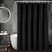 PANGSINNE Black Striped Shower Curtain 230GSM Heavy Duty Weighted Hem Water Repellent Polyester 72x72 with 12 Hooks