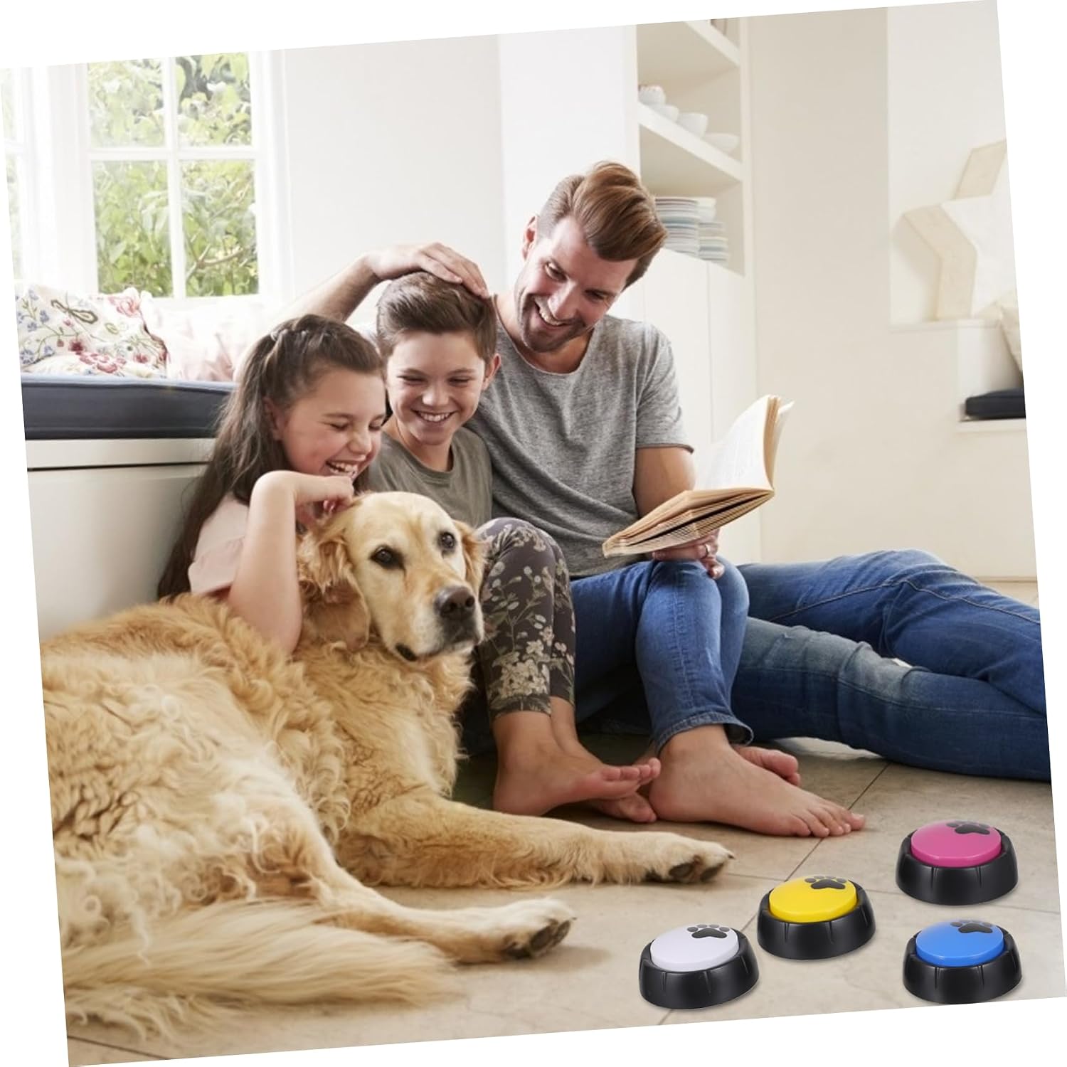 Sosoport 4pcs Recordable Dog Training Communication Buttons Pet Interaction Toys Recording for Dogs Cats for Training and Engagement