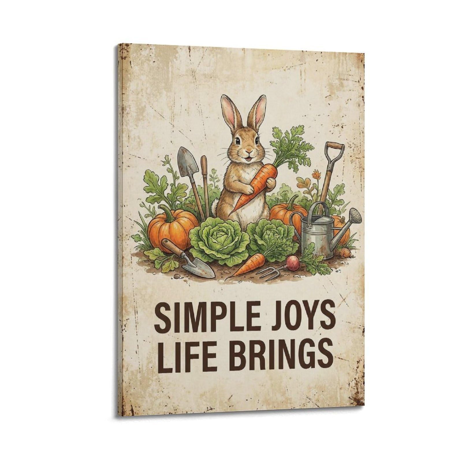 OKAHYS Rabbit Garden Vintage Poster Carrot Patch Botanical Modern Decorative Canvas Prints - Ideal Wall Art for Family, Man Cave, Game Room, Boys & Girls Bedroom 20x30inch