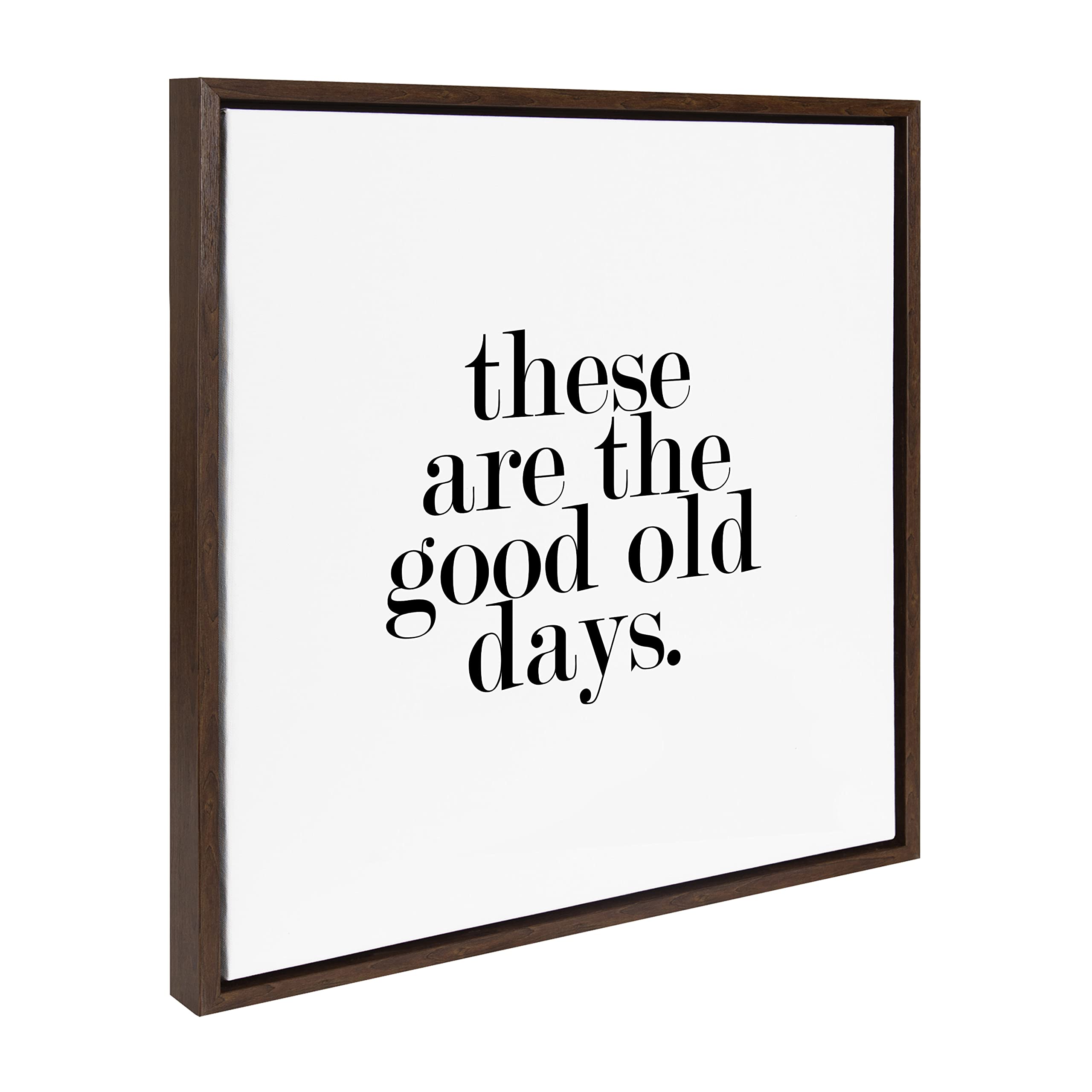 Kate and Laurel Sylvie Good Old Days Framed Canvas Wall Art by Maggie Price of Hunt and Gather Goods, 22x22 Brown, Modern Traditional Motivational Art