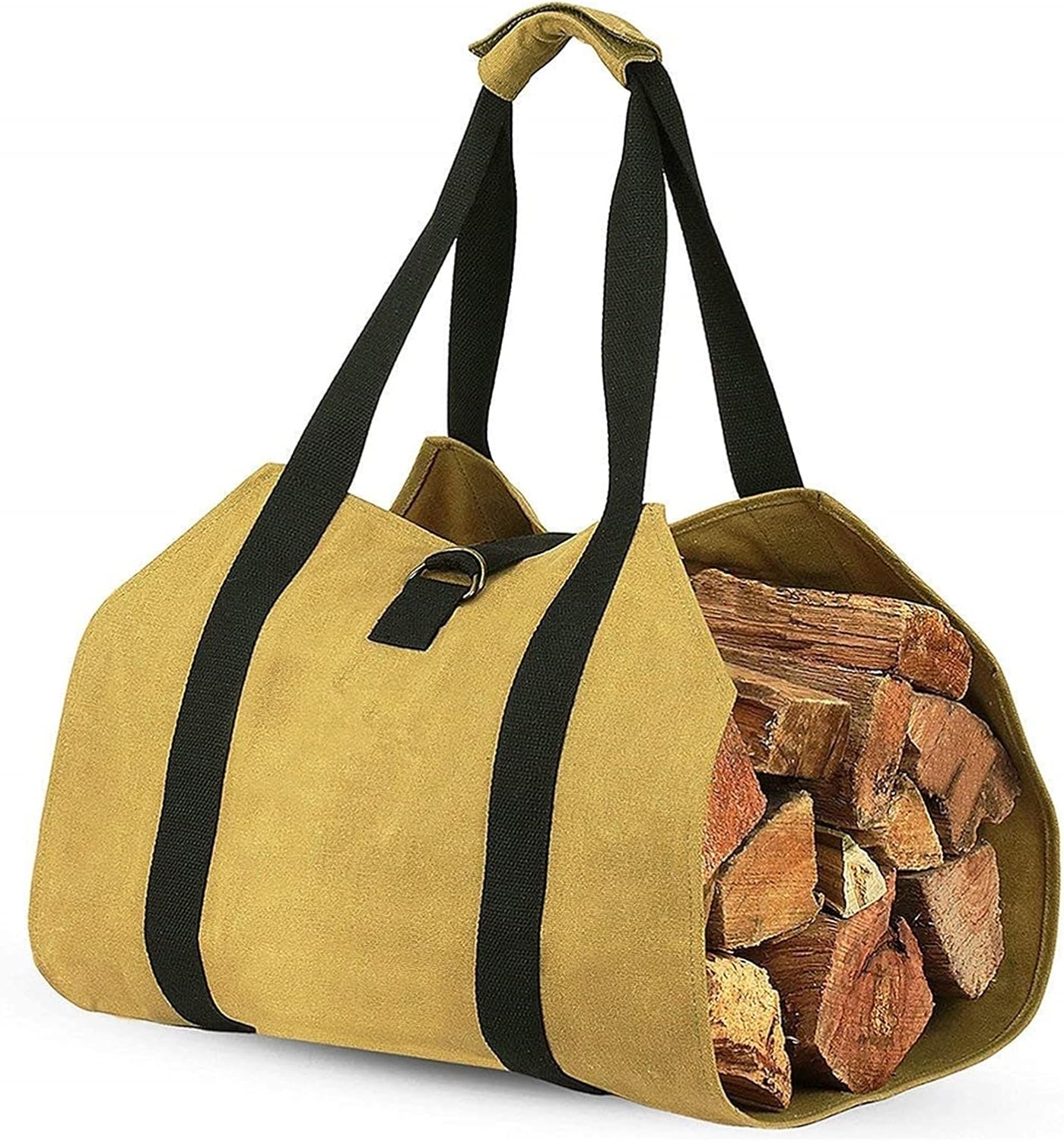 Canvas Log Carrier Bag Durable Tote Fireplace Stove Accessories Extra Large Firewood Holder with Handles for Camping Firewood Storage (A)