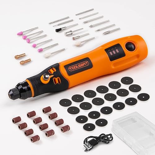 Mini Cordless Rotary Tool Kit, 3-Speed Power Rotary Tools with 50 Accessories, 3.7V Rechargeable Rotary Tool for Sanding Polishing Drilling Cutting Grinding Engraving Etching DIY & Crafting Projects