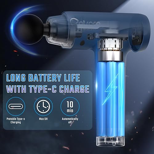 Miniatura 4 de cotsoco Pistola de masaje de tejido profundo, pistola de masaje muscular con 9 cabezales de fijación, 20 velocidades y motor silencioso sin