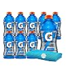 Gatorade Cool Blue Thirst Quencher Electrolyte Enhanced Sports Drink 28 fl oz Plastic Bottle 9 Pack 1 Microfiber Cooling Towel by KOOL8SHOP Infinite Deals