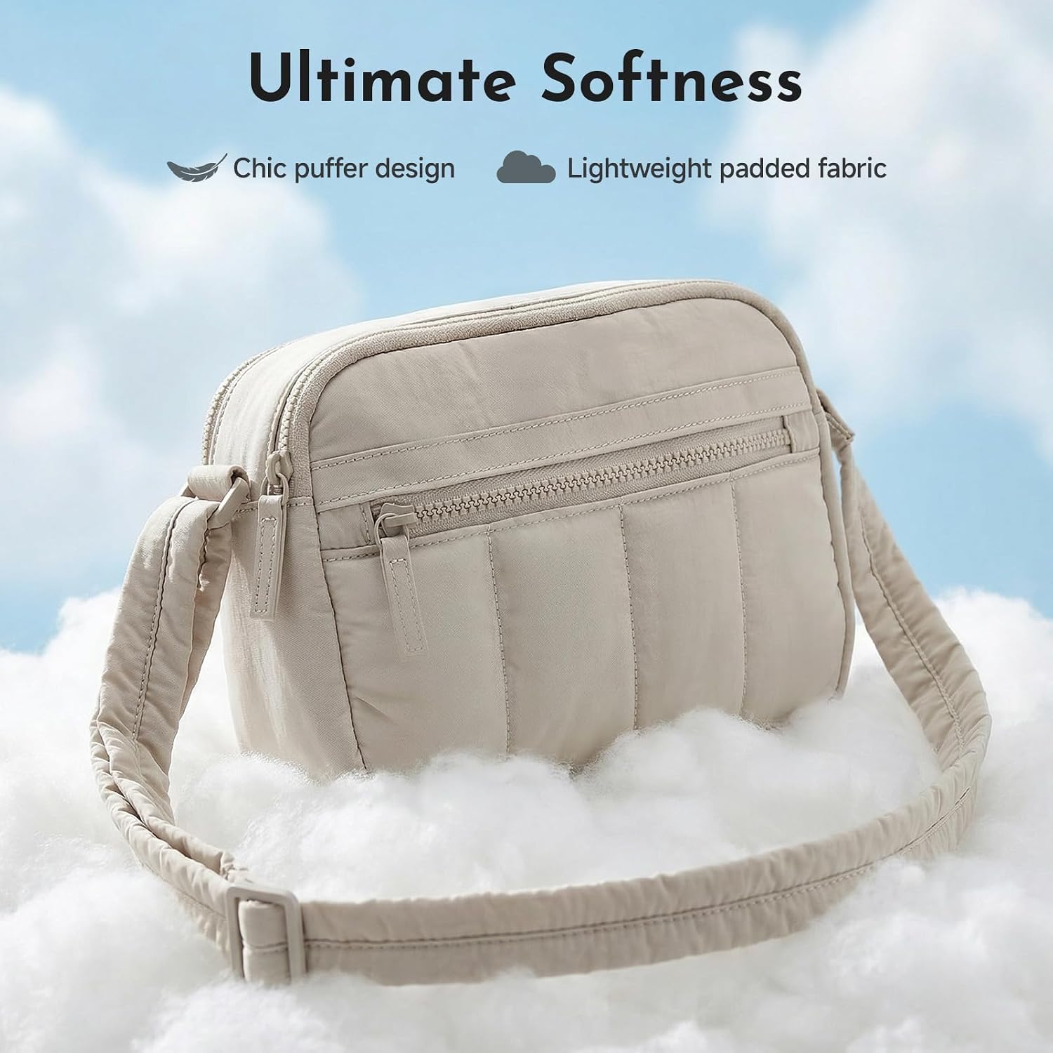 Lightweight Puffer Crossbody Bag for Women, Small Nylon Shoulder Purse Wallet Handbag for Travel & Daily Use image 4