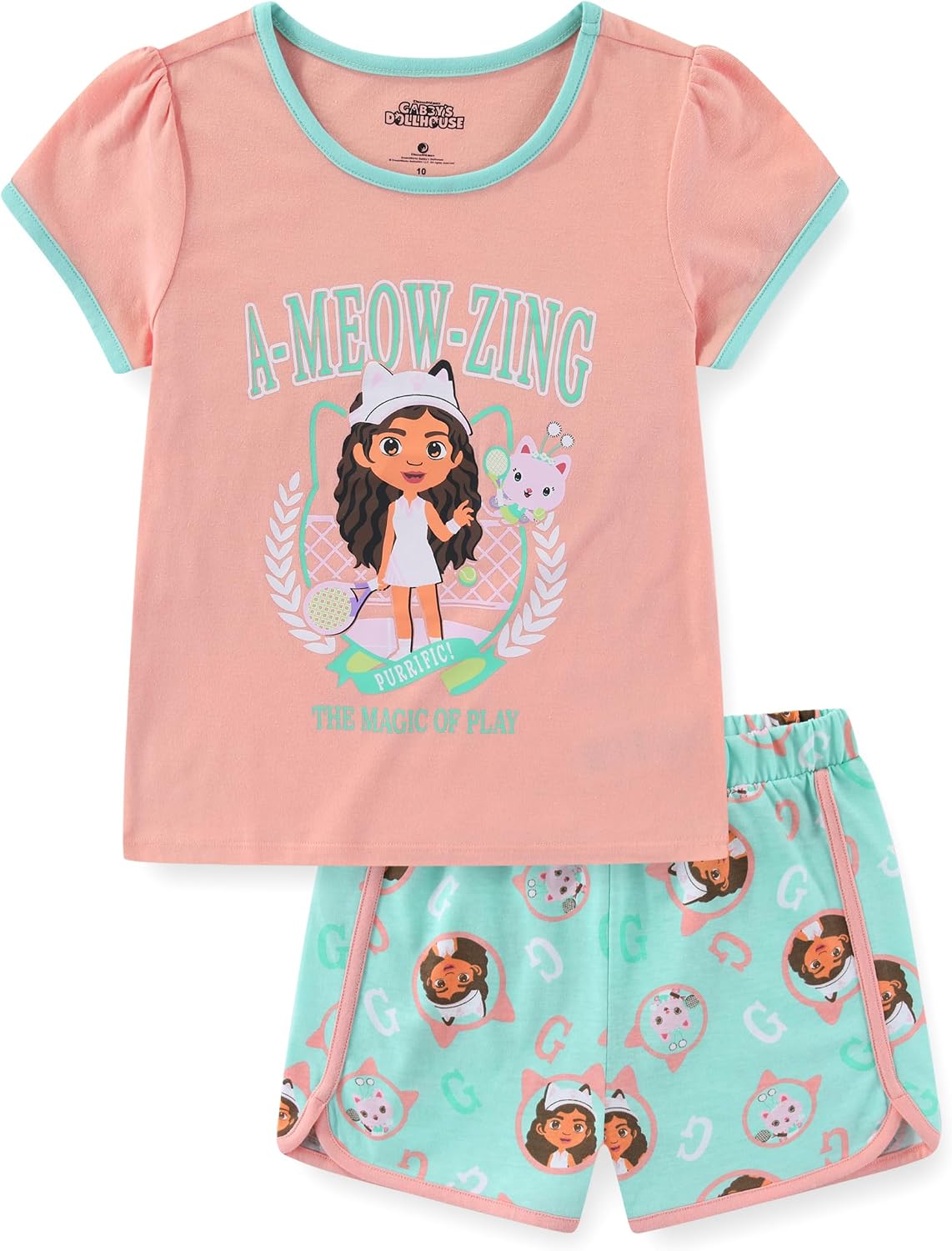 DREAMWORKS GABBY'S DOLLHOUSE Girls Short Sleeve T-Shirt and Shorts Set for Toddler to Big Kids