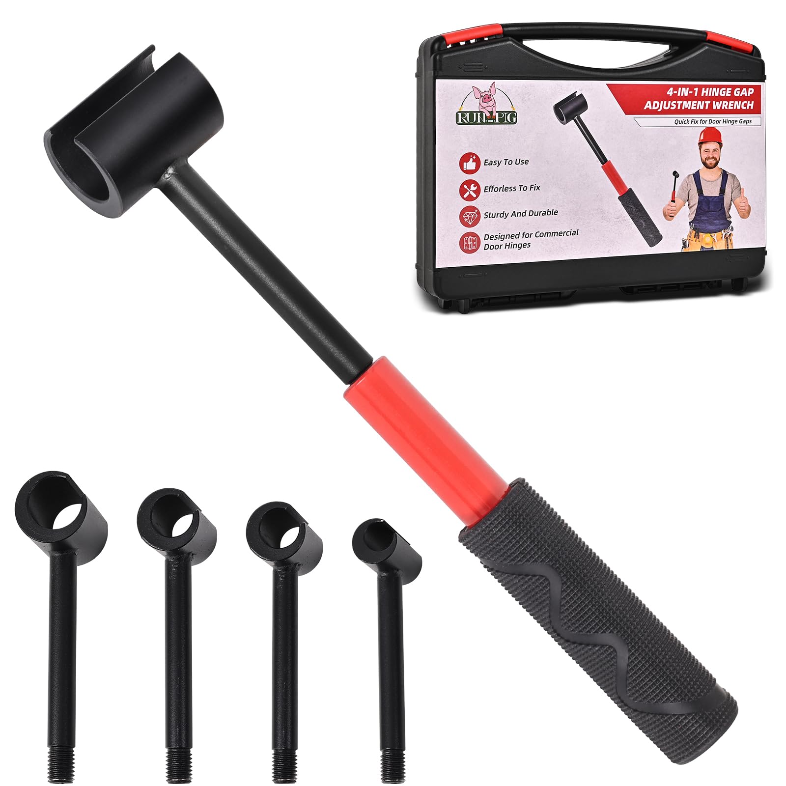 Runpig Upgraded 4 in 1 Door Hinge Adjustment Tool Kit, Heavy Duty Gap Adjustment Wrench Set with Rubber Grip, Professional Door Hinge Repair Tool for