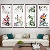 Instarry DIY 5D Diamond Painting Kits Full Drill Plum Blossoms Orchids Bamboo and Chrysanthemum Crystal Cross Stitch Room Decor Art Set 55.1x25.6 inch