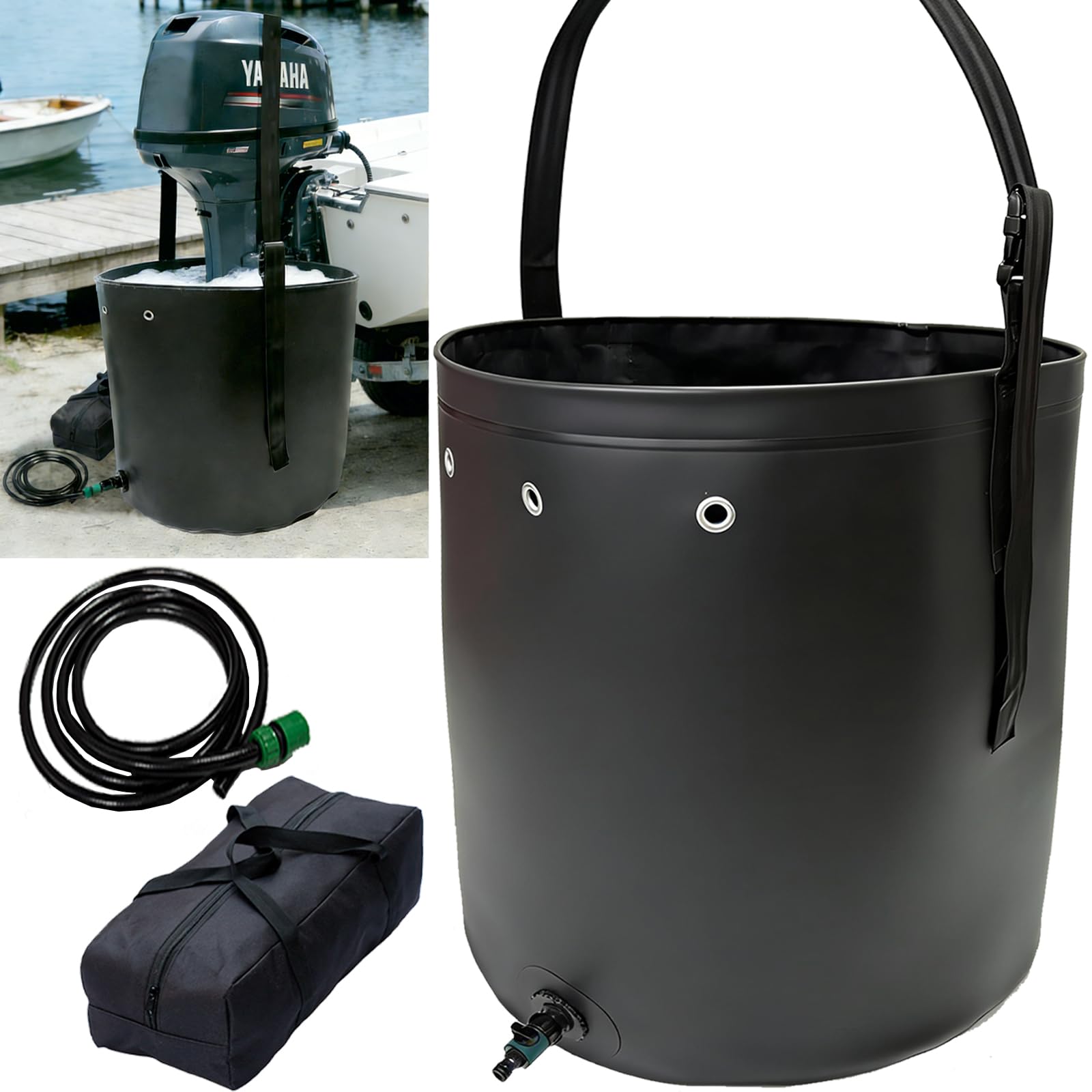 Outboard Motor Flushing Bag for Outboard Flushing on Land, 27.6'' x 27.6'' x 30'', Outboard Engines Flushing Bag Suitable for Under 350HP Outboards