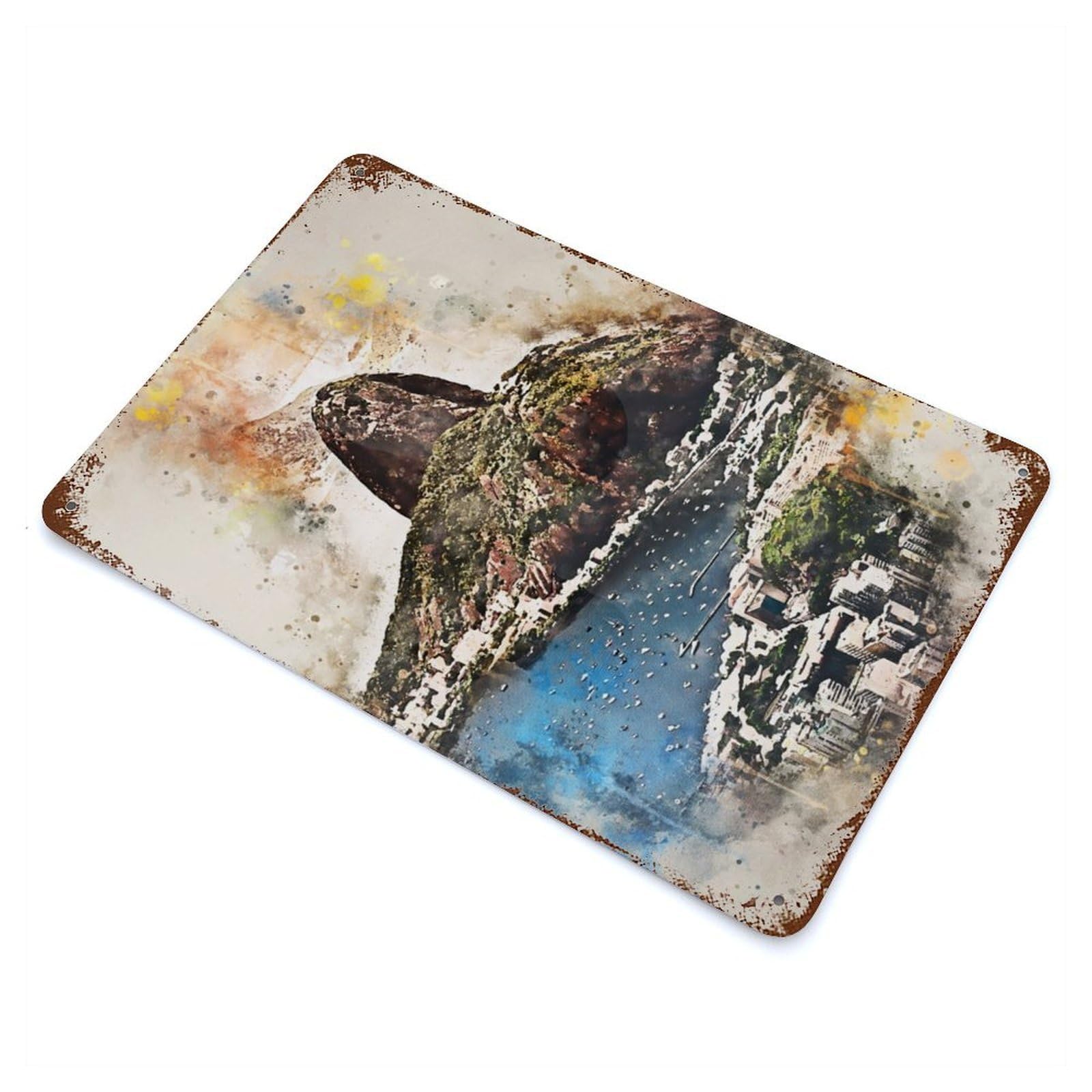 Vintage Rust Metal Sign with Rio in Watercolor Design 11.8"x7.9", for Shed, Workshop And Garage Wall Decor, Classic Wall Plaque