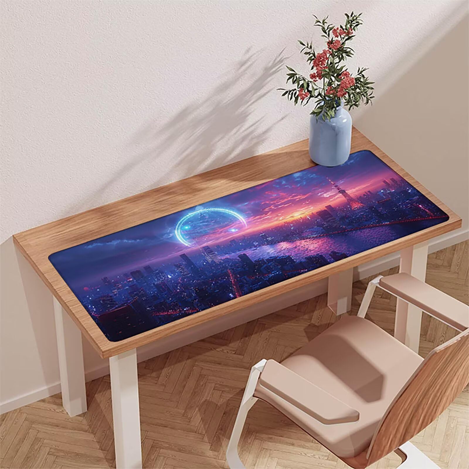 Fioletowa podkładka pod mysz do gier, podkładka pod mysz XXL 1200 x 600 x 3 mm, mata na biurko ze zszytymi krawędziami, podkładka pod mysz poprawia dokładność i szybkość, akcesoria biurowe i do gier