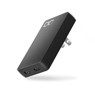 CIO PD急速充電器 GaN 高出力 USB-C×2 極薄14mm NovaPort SLIM DUO 65W (ブラック) | iPhone対応, iPad対応, MacBook対応, Android対応, 電力を自動最適配分