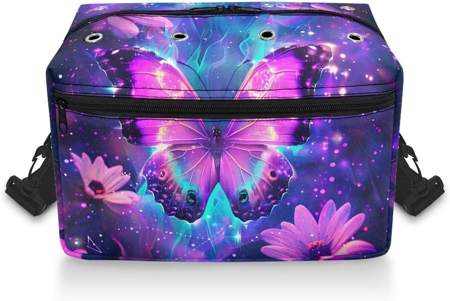 Kathyboom Purple Butterfly Yarn Storage Bag Knitting Bags for Yarn Accessories, Portable Yarn Storage Bag for Knitting Needles, Crochet Hooks and Crochet Accessories