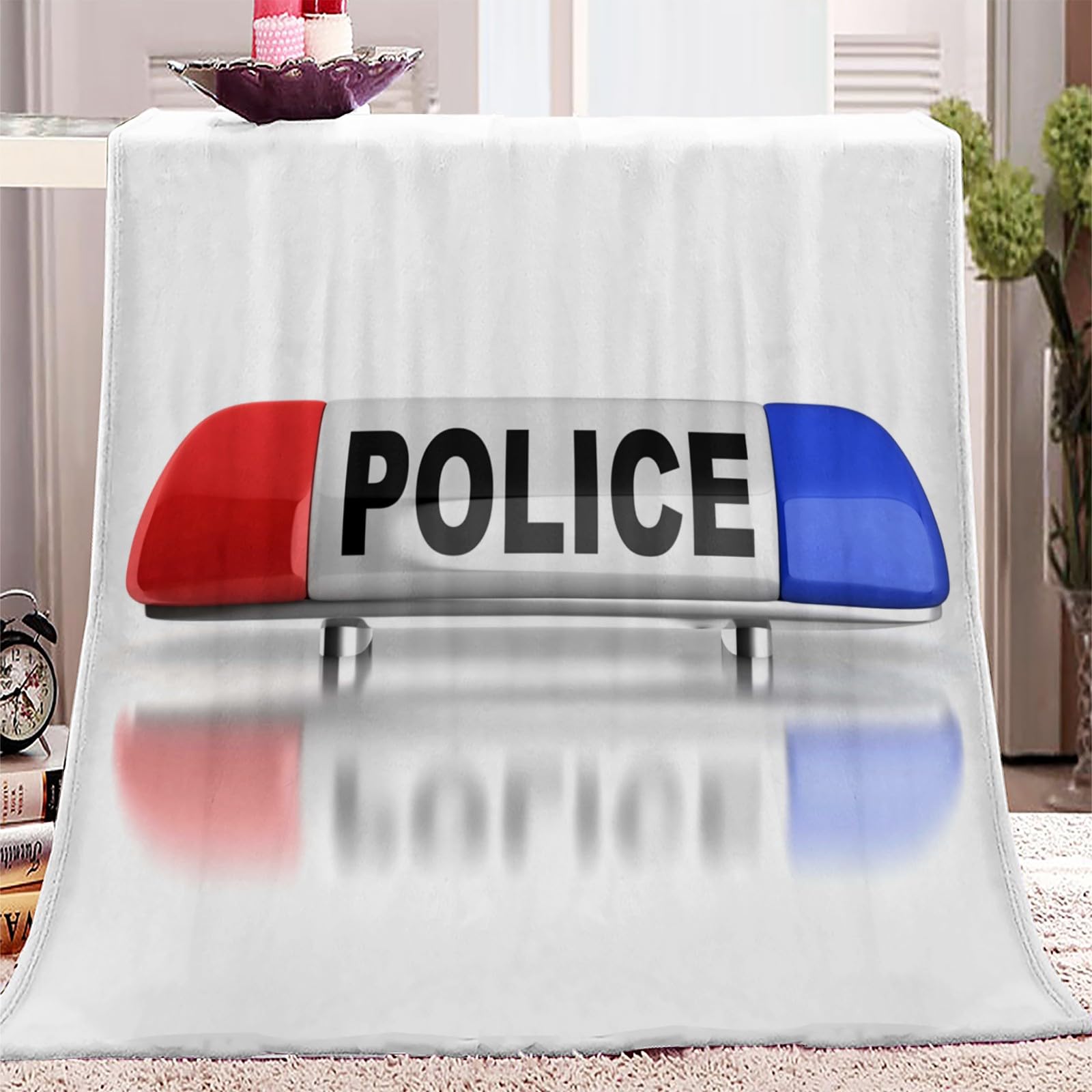 Couverture polaire feux de voiture de police cadeau plaid enfants