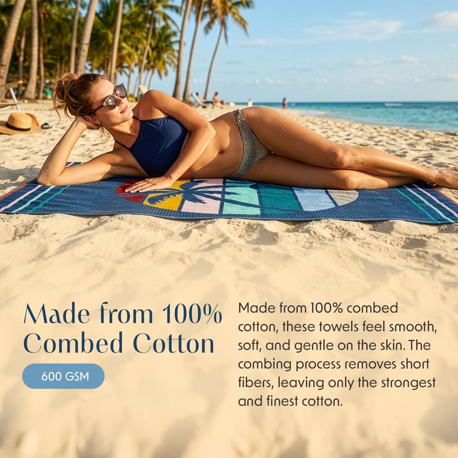 Loon & Lake Luxury Oversized Beach Towels - Palm Sunset| Oversized 40" x 70" | Crafted from 100% Combed Cotton | Ultra Plush & Super Soft | Rays Collection