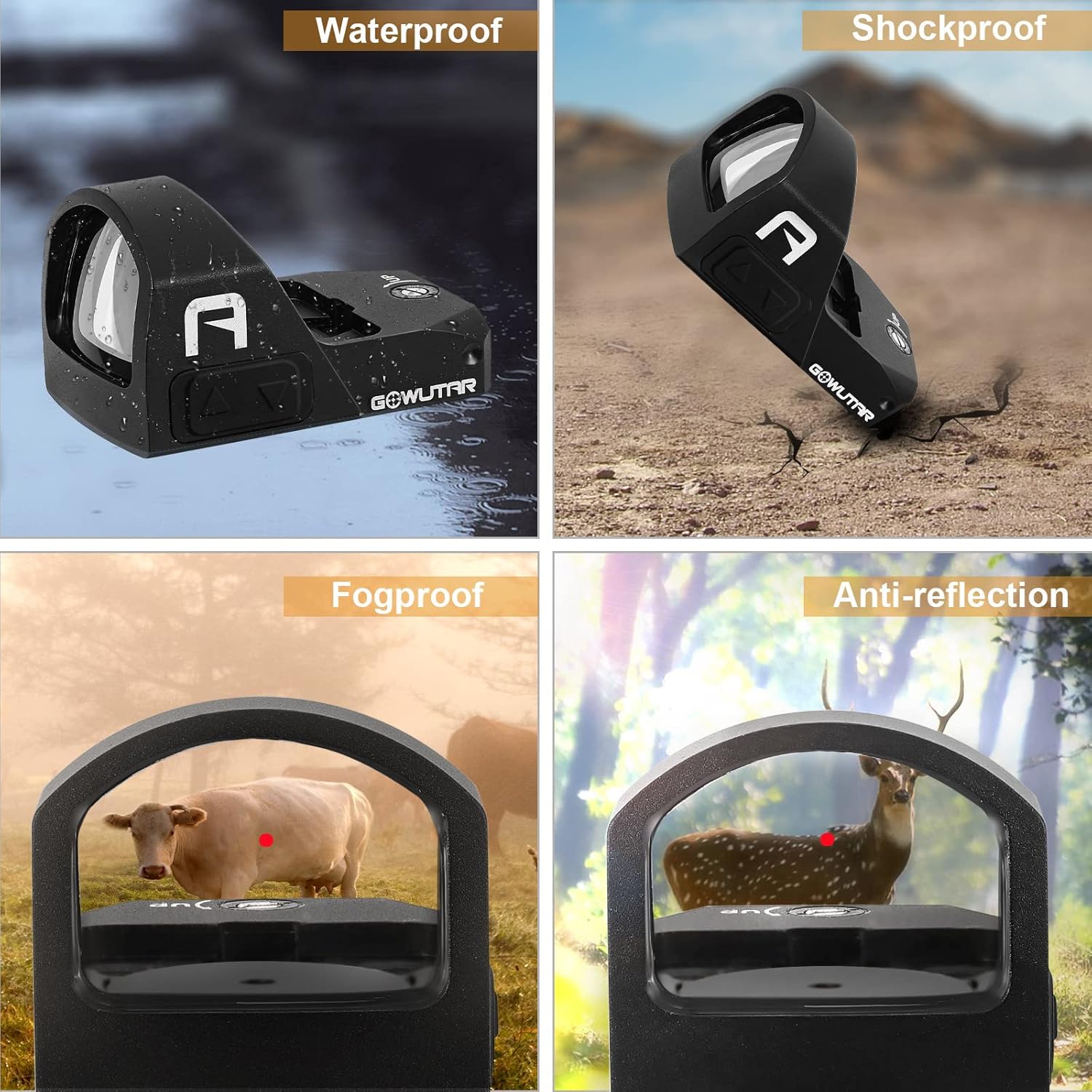 GOWUTAR A20 Shake Awake Micro Reflex Sight RMR Pistol Cut 2 MOA 1x24mm Red Dot Sight 7075 Aluminum Rifle Scope with 20mm Picatinny Mount (Red Dot) : Sports & Outdoors