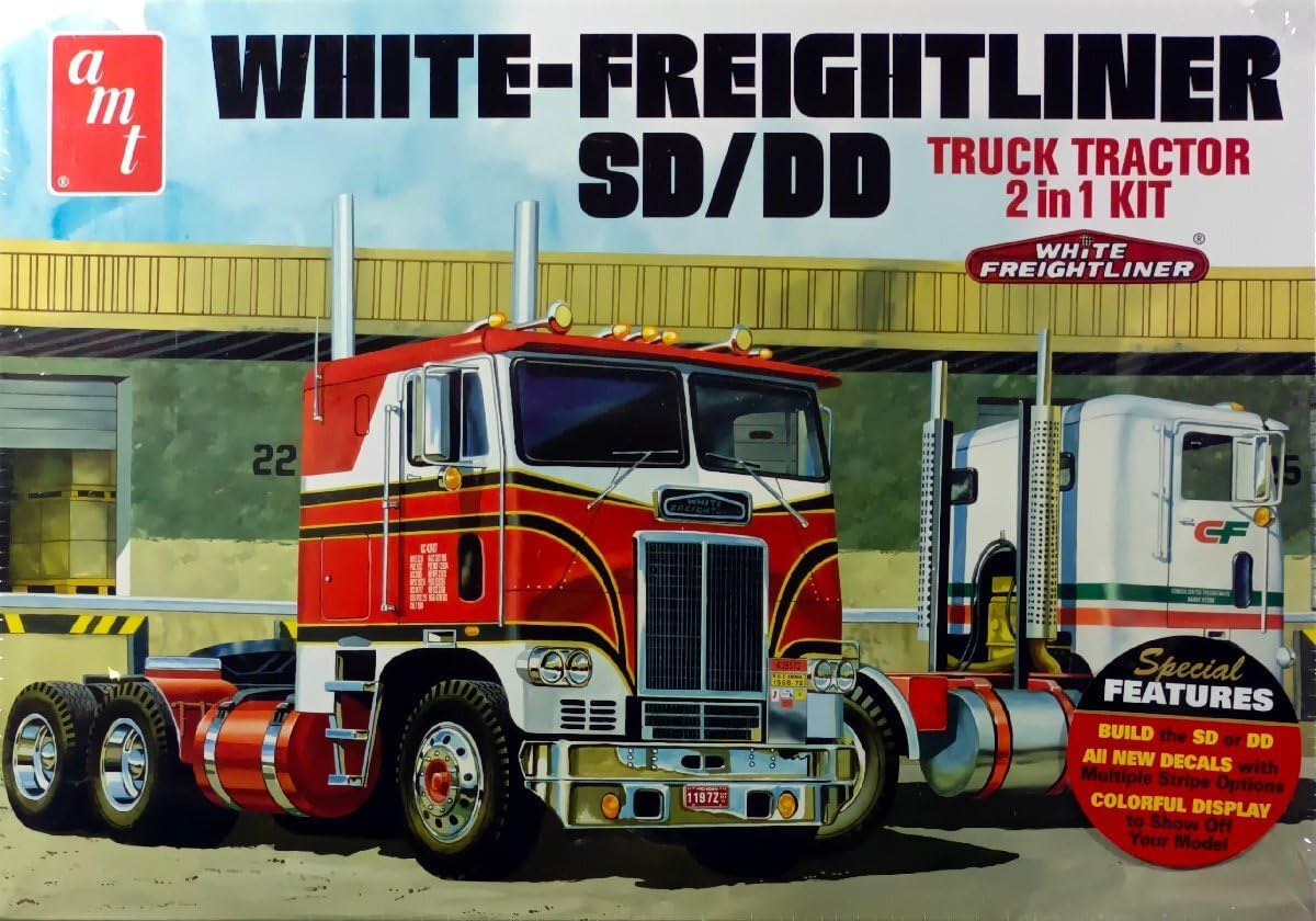 amt 1/25 ホワイト フレイトライナー Amazon.com: AMT White Freightliner 2-in-1 SC/DD Cabover Tractor