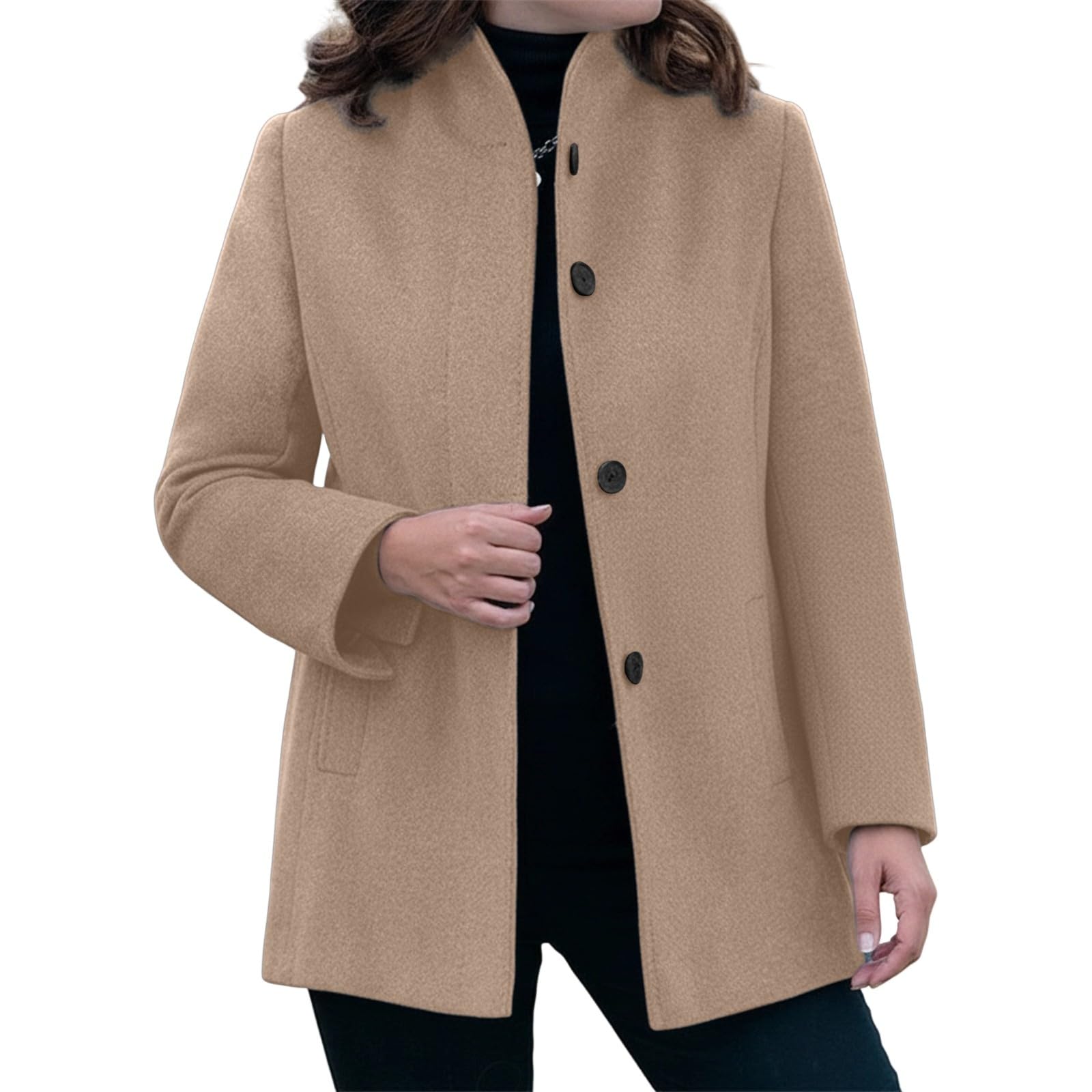 Genérico Abrigo Corto Mujer Gabardina Corta Gabardinas Elegante Ropa con Bolsillo Otoño Trench Cazadoras Casual Abrigos Entretiempo Primavera Chaqueta Paño Invierno