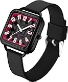 Women's Watch Square Simple Minimalist Watches Waterproof Sport Analog Watch Trendy Casual Retro Ladies Watches 3D Scale Dial Silicone Strap Reloj para Mujer