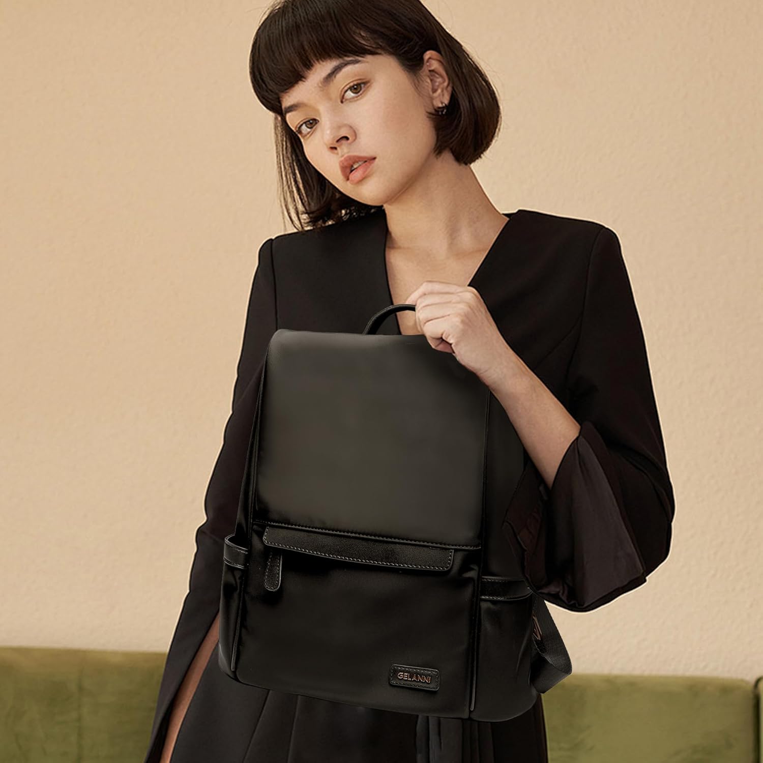 Womens Backpack Purse Anti-theft Fashion Waterproof Lightweight Small Backpack for Women Ladies Travel Nylon 2616-Black - Image 6