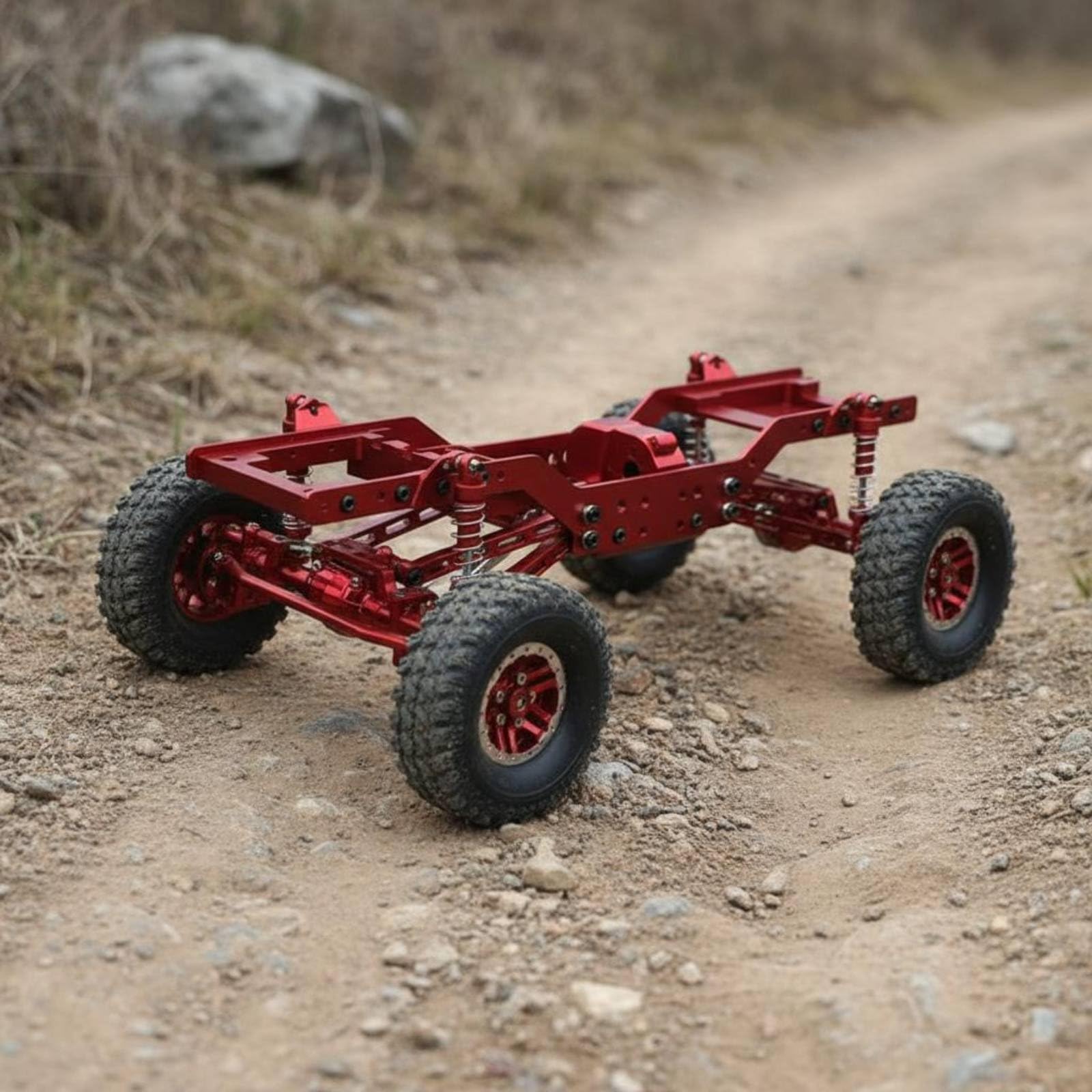 Telaio Auto Elettrica RC Telaio Crawler Telaio Telaio Metallo con Rialzati Ingranaggi in Ghisa E Ammortizzatori Inclusi Adatto per Costruzioni Personalizzate E Percorsi Rocciosi, Rosso