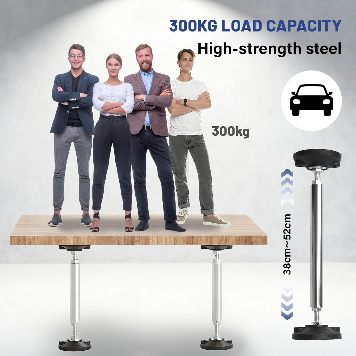 Qivine 2Pcs Telescopic Support Pole, Adjustable 11'' - 20'' Length Support Pole Rod, Stainless Steel Cabinet Jack Supports System with Up to 660 Lbs Rust-resistance for Cabinet Sofa Sink