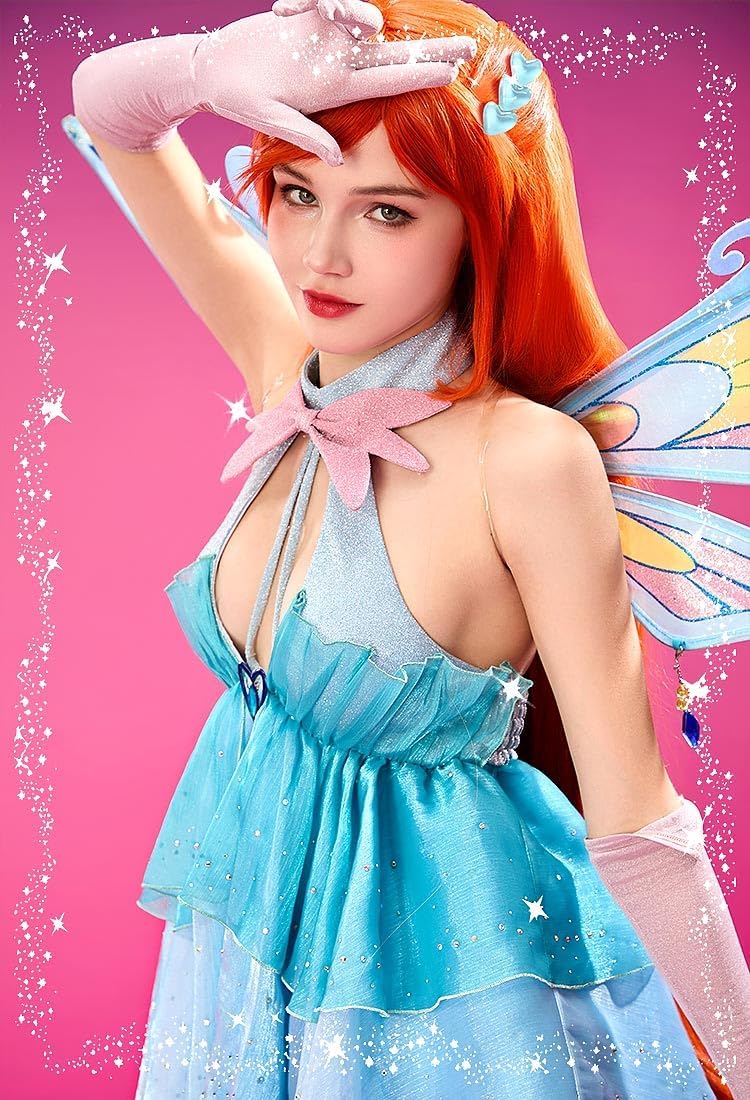 Micotaku Winx Club Enchantix Women's Bloom Cosplay Costume with Wings