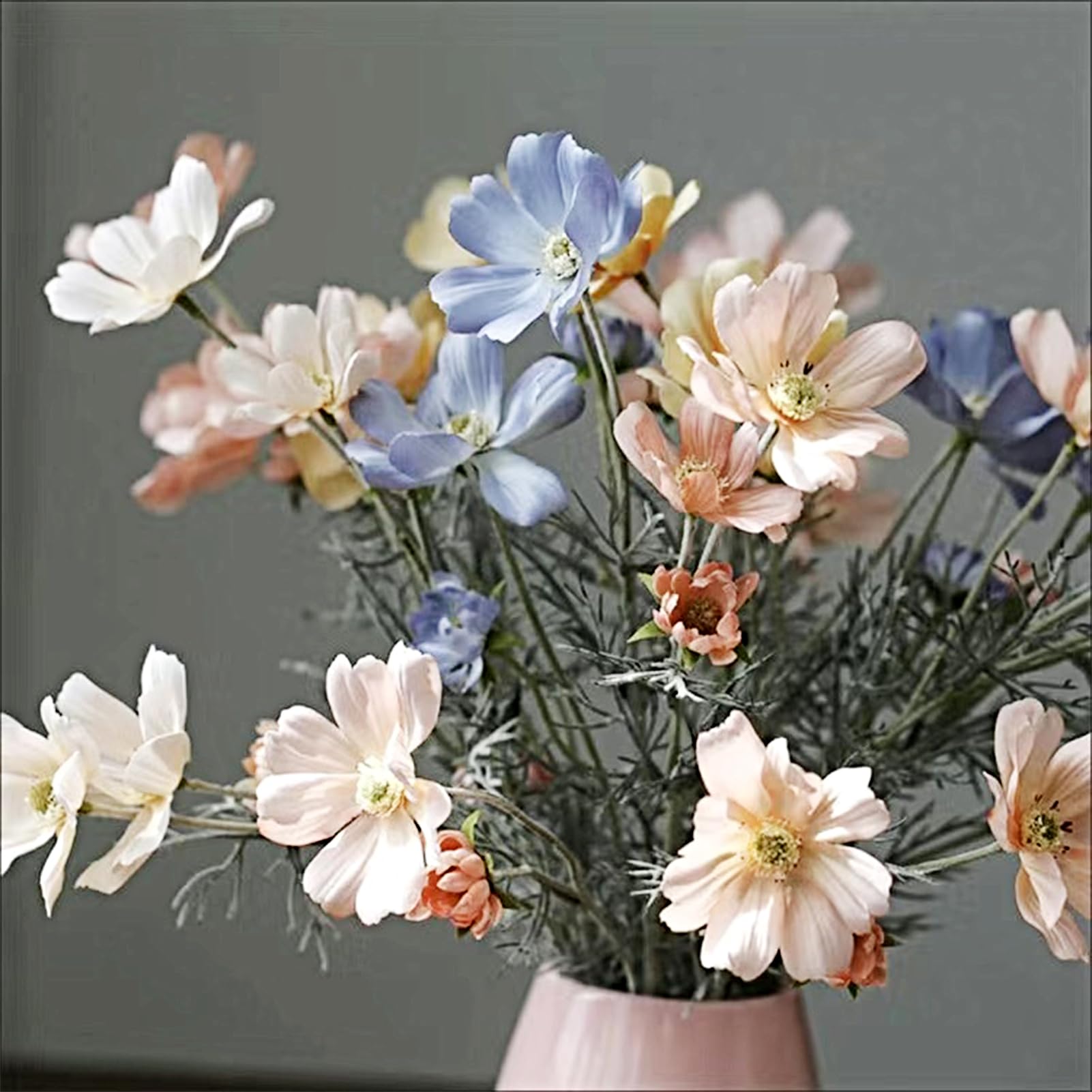 Amazon｜紫の造花 カリオプシス シルクフラワーアレンジメント、花瓶用