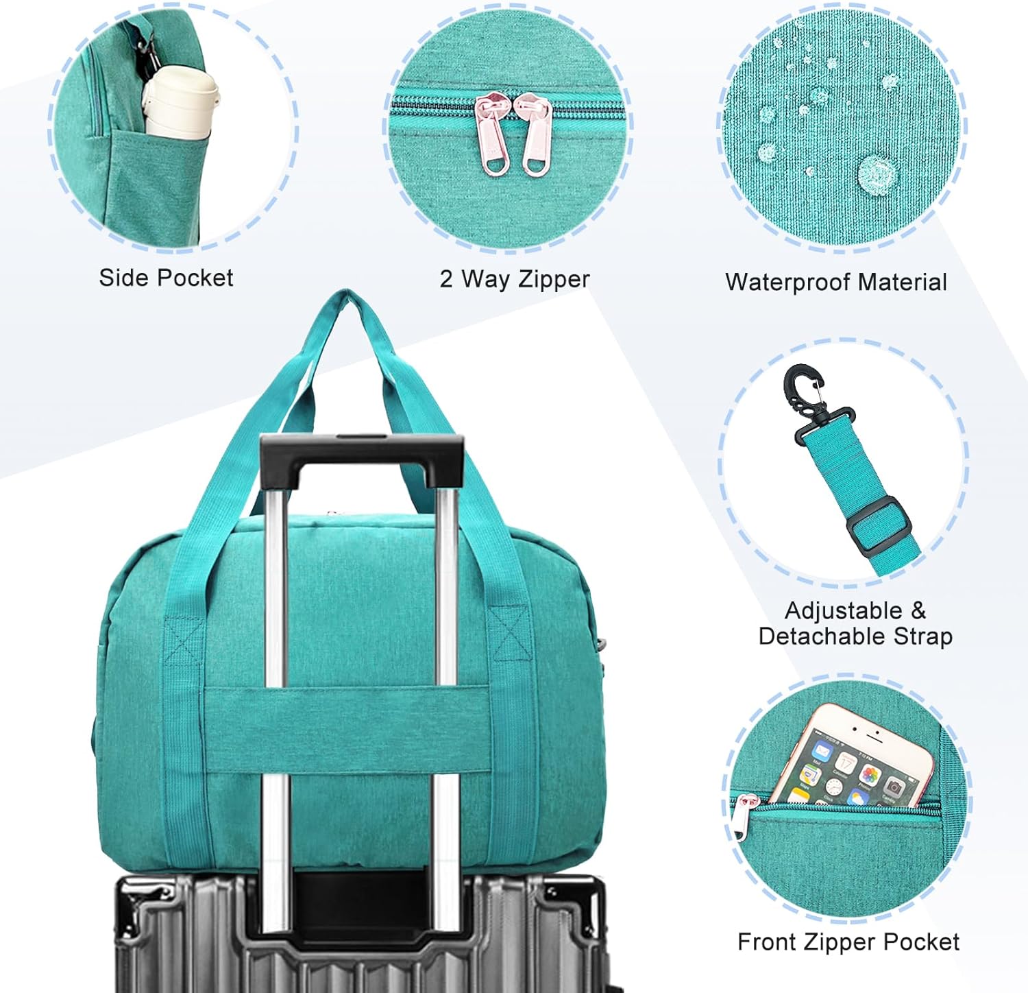 18" Small Carry on Bags for Airplanes with Laptop & Wet Compartment Underseat for Spirit Airlines Personal Item Travel Bag 18x14x8 in Duffle Gym Bag for Women Men - Image 5