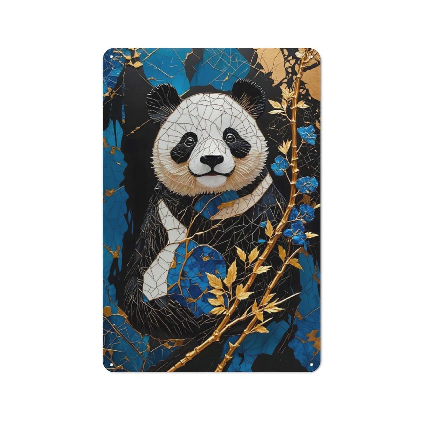 Junmoney Panda Vintage Metal Wall Decor 30X20cm, Tin Wall Sign For Coffee Bar, Kitchen, Bistro Or Tea Corner