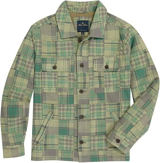 Cotton Patchwork Madras Shirt Jacket ML00884: Green Multi 100227292
