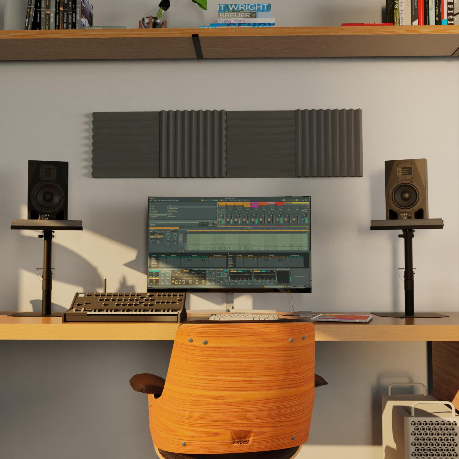 Stabiler Lautsprecher Boxen Ständer - Set inkl. Schaumstoff Absorber - Robust und Neigbar +/-20°, Tragfähigkeit bis zu 28 kg - Ideal für Schreibtisch, Tonstudio oder DJ Tisch…